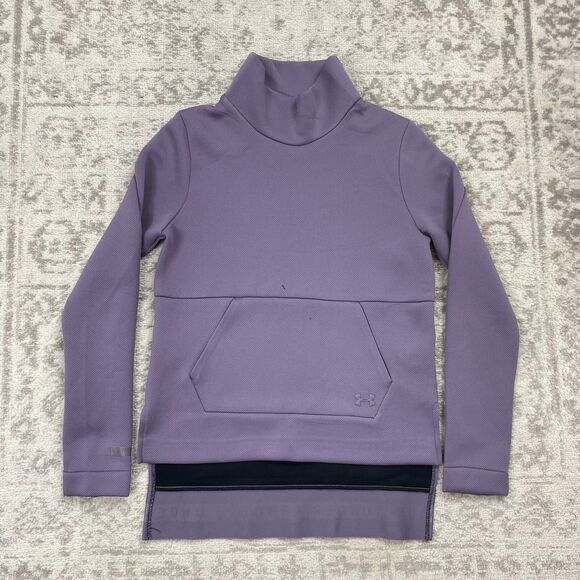Under Armour Sweatshirt Sweater Turtleneck Loose Long Tail Light Mauve Size XS - Picture 1 of 6